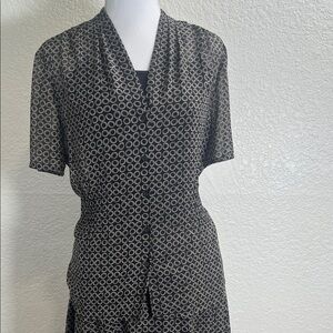 East 5th Black and White Midi Dress